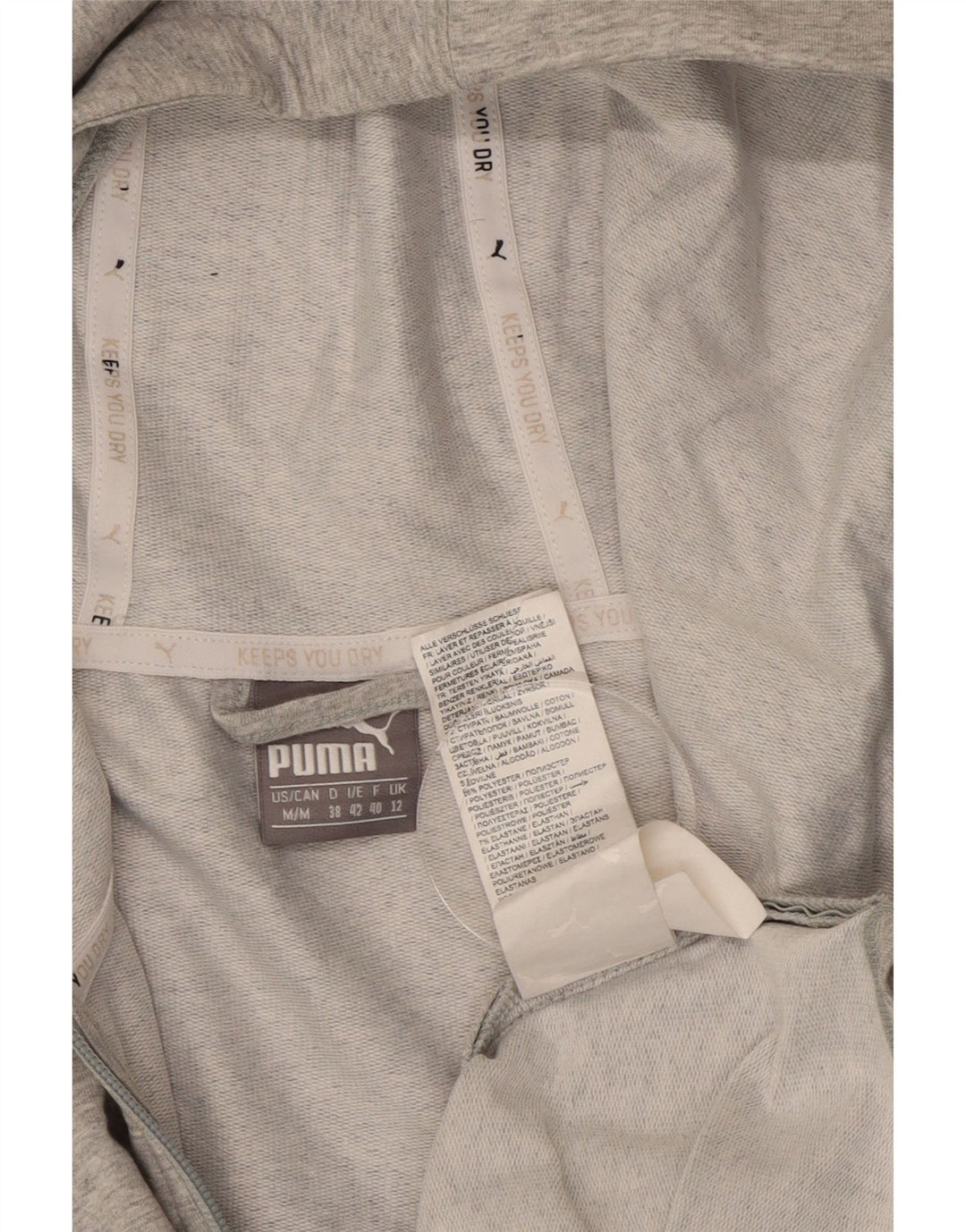 PUMA Womens Graphic Zip Hoodie Sweater UK 12 Medium  Grey Cotton