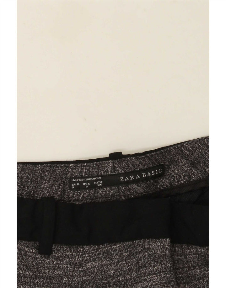 Zara Womens Pegged Cropped Trousers Small W26 L23 Grey Flecked