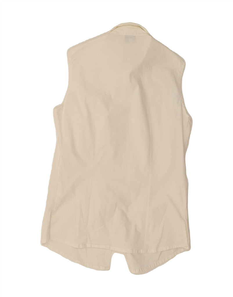 CALVIN KLEIN JEANS Womens Sleeveless Shirt UK 12 Medium White Cotton Vintage Calvin Klein Jeans and Second-Hand Calvin Klein Jeans from Messina Hembry 