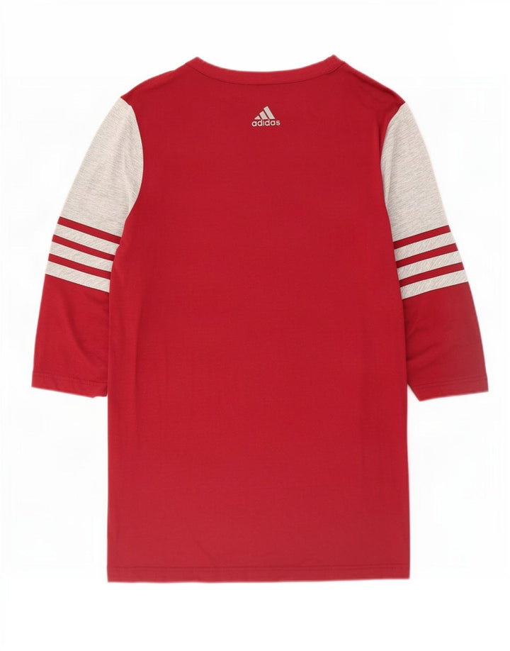 Adidas Womens Top 3/4 Sleeve UK 14 Medium Red Colourblock