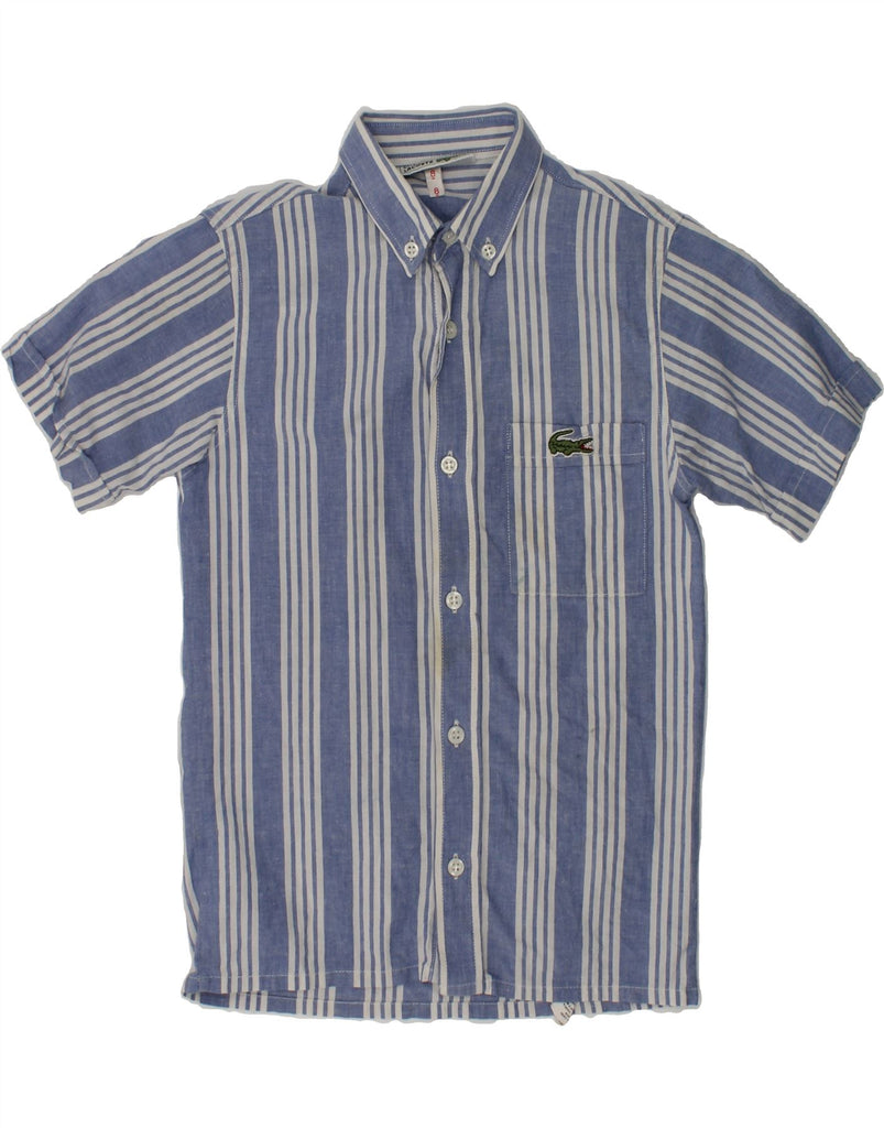 LACOSTE Boys Short Sleeve Shirt 7-8 Years Blue Striped Cotton | Vintage Lacoste | Thrift | Second-Hand Lacoste | Used Clothing | Messina Hembry 