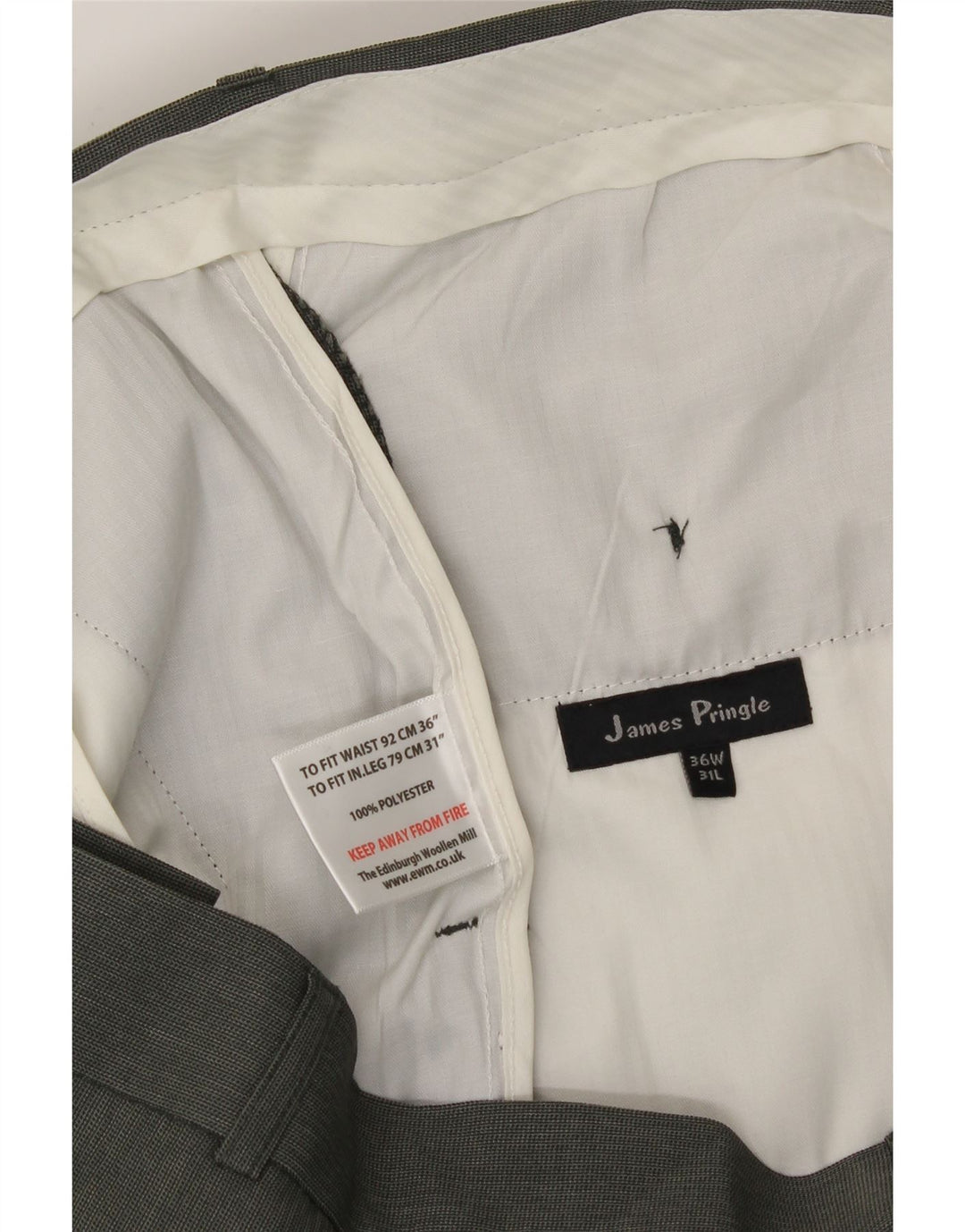 JAMES PRINGLE Mens Straight Suit Trousers W36 L31 Grey Polyester Vintage James Pringle and Second-Hand James Pringle from Messina Hembry 