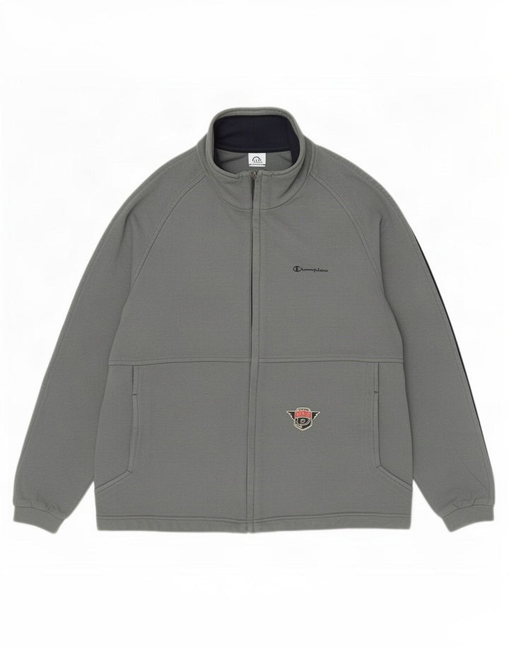 Champion Mens Tracksuit Top Jacket Large Grey Striped