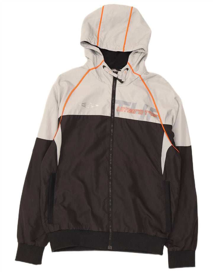 UMBRO Womens Graphic Tracksuit Top Jacket UK 14 Medium Black Colourblock