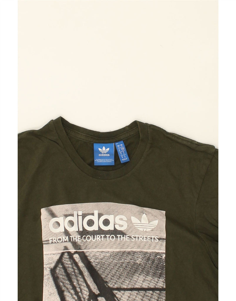 ADIDAS Mens Graphic T-Shirt Top Small Khaki | Vintage Adidas | Thrift | Second-Hand Adidas | Used Clothing | Messina Hembry 