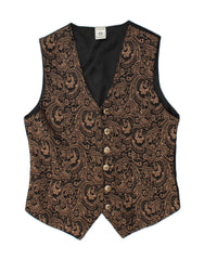 C&A Womens Waistcoat UK 12 Medium Brown Paisley