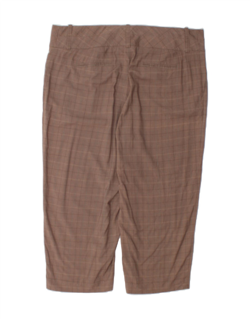MOSSIMO Womens Stretch Capri Trousers US 18 2XL W40 L23 Brown Check Vintage Mossimo and Second-Hand Mossimo from Messina Hembry 