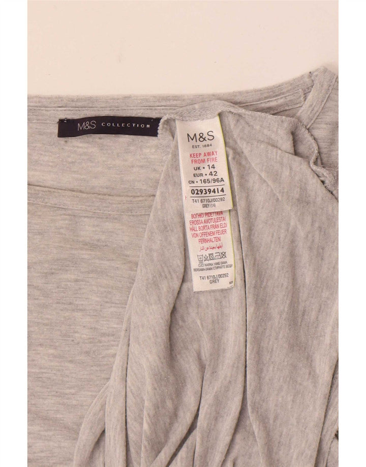 Marks & Spencer Womens Top Long Sleeve UK 14 Medium Grey Modal