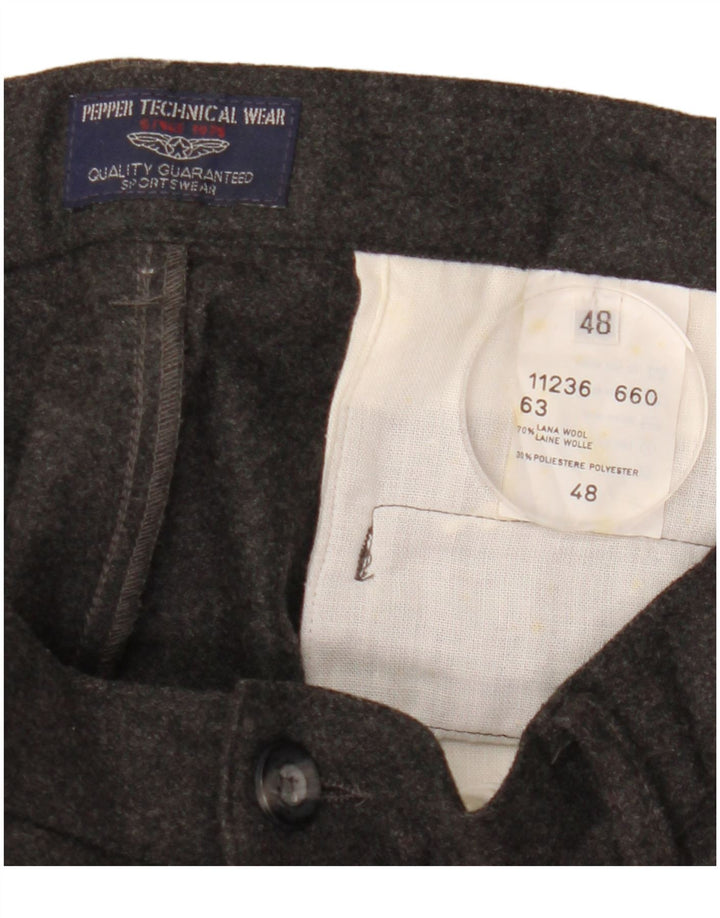 Vintage Mens Pegged Casual Trousers IT 48 Medium W30 L31 Grey Wool