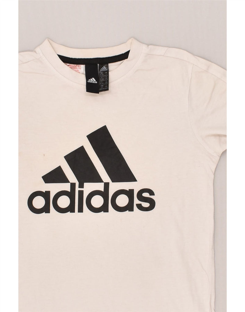 ADIDAS Boys Graphic T-Shirt Top 9-10 Years White Cotton | Vintage Adidas | Thrift | Second-Hand Adidas | Used Clothing | Messina Hembry 