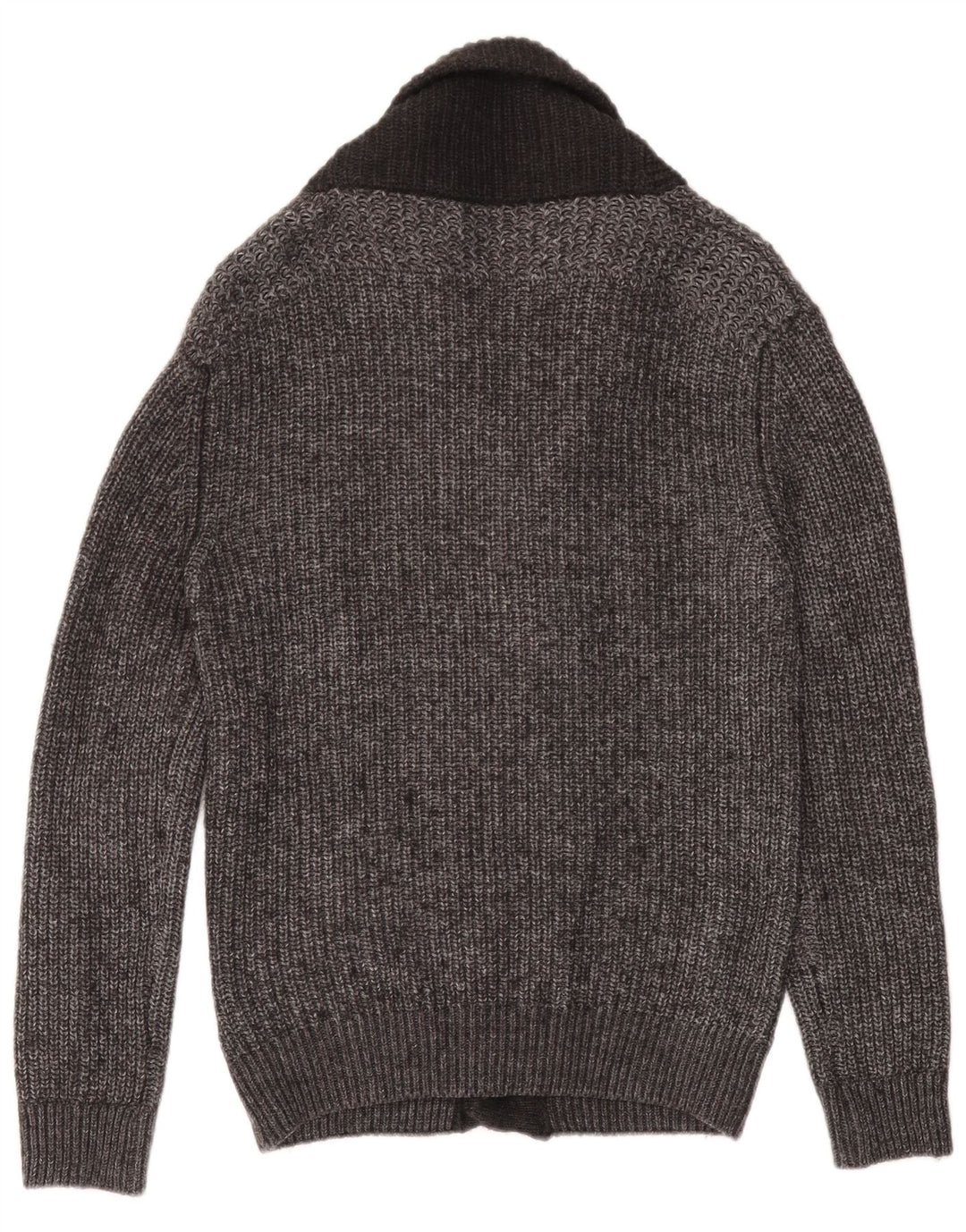 Zara Mens Cardigan Sweater Large Grey Flecked Acrylic