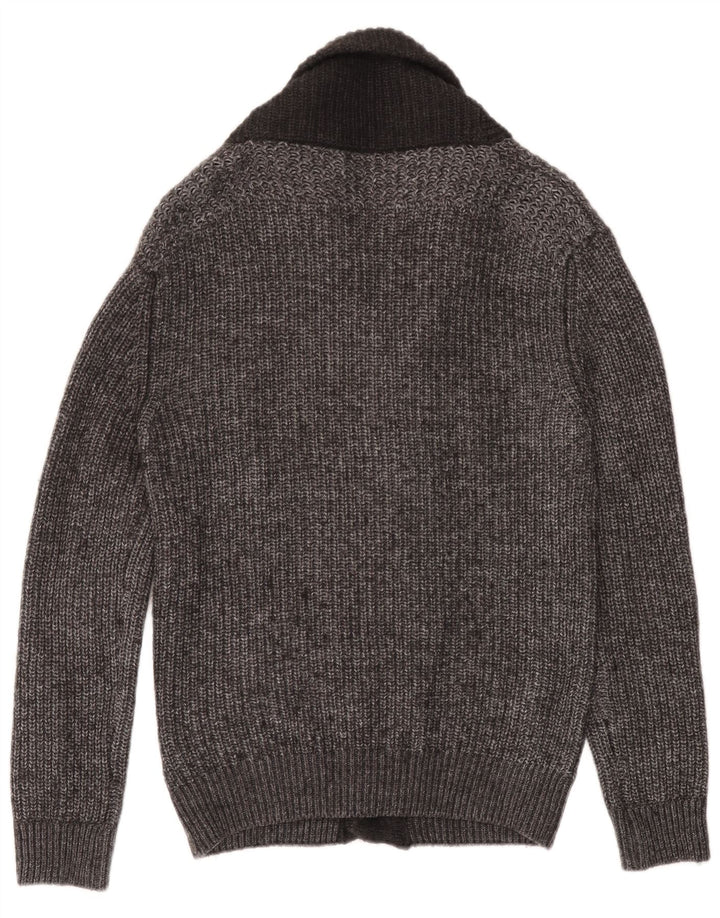 Zara Mens Cardigan Sweater Large Grey Flecked Acrylic