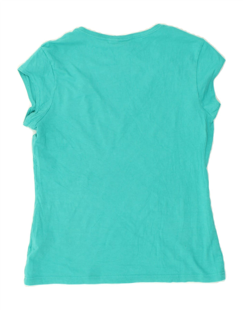 PUMA Womens T-Shirt Top UK 12 Medium Turquoise Cotton | Vintage Puma | Thrift | Second-Hand Puma | Used Clothing | Messina Hembry 