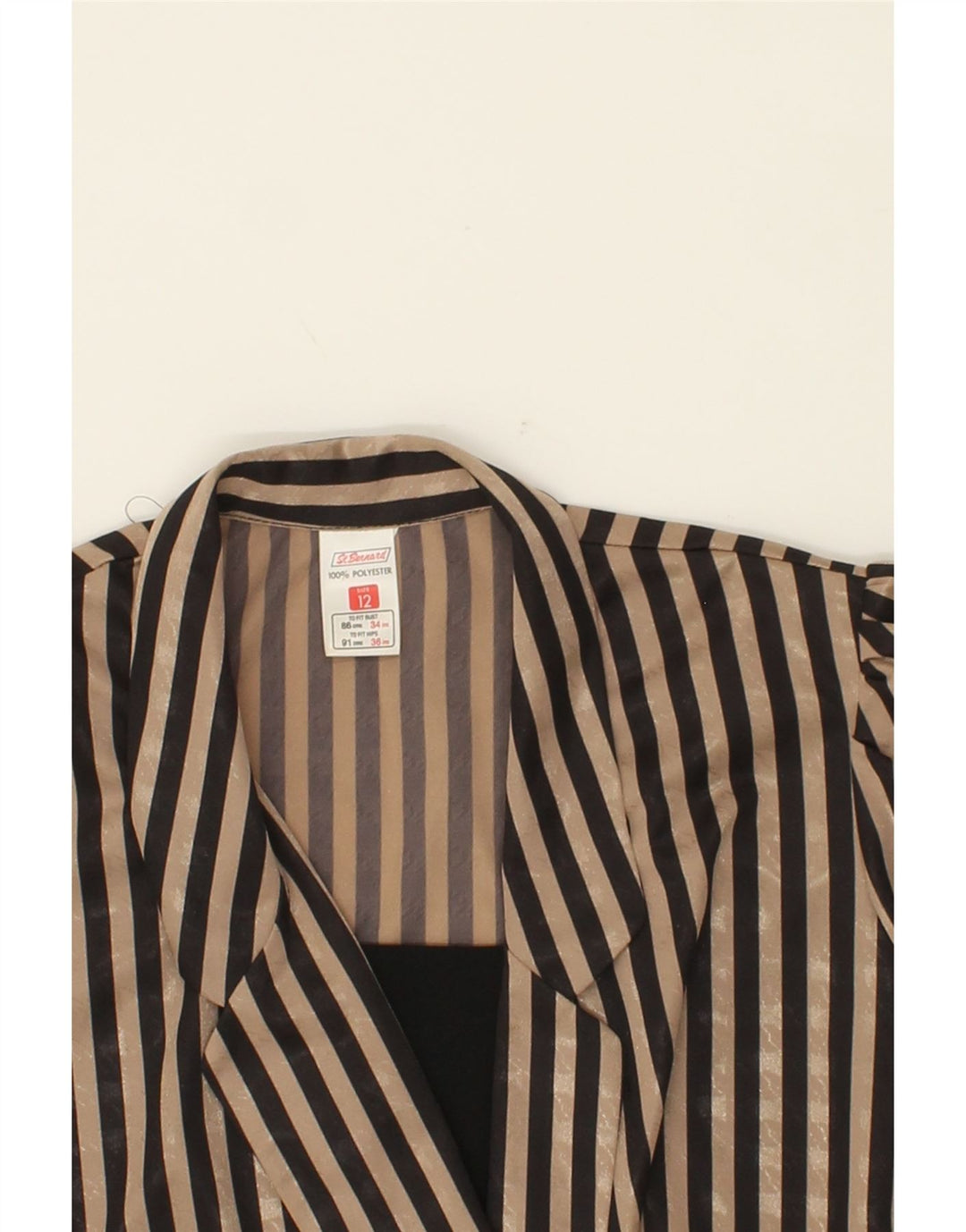 ST. BERNARD Womens Long Sleeve Shift Dress UK 12 Medium Black Striped Vintage St. Bernard and Second-Hand St. Bernard from Messina Hembry 