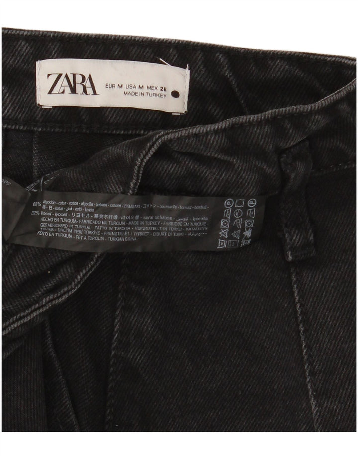 Zara Womens Mini Denim Skirt Medium W32  Black Cotton