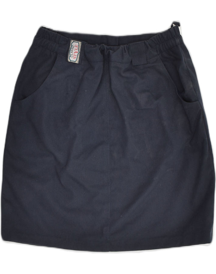 VINTAGE Womens Mini Skirt EU 40 Medium W30  Navy Blue Cotton | Vintage Vintage | Thrift | Second-Hand Vintage | Used Clothing | Messina Hembry 