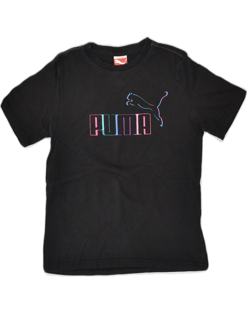 PUMA Boys Graphic T-Shirt Top 11-12 Years Large Black Cotton | Vintage Puma | Thrift | Second-Hand Puma | Used Clothing | Messina Hembry 