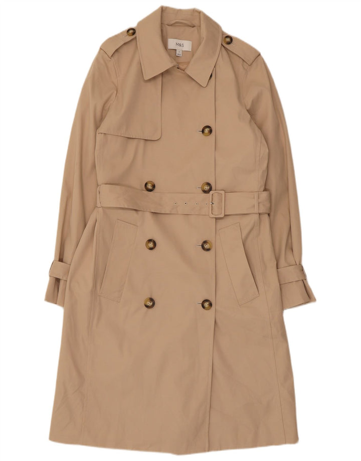 Marks & Spencer Womens Double Breasted Trench Coat UK 10 Small Beige