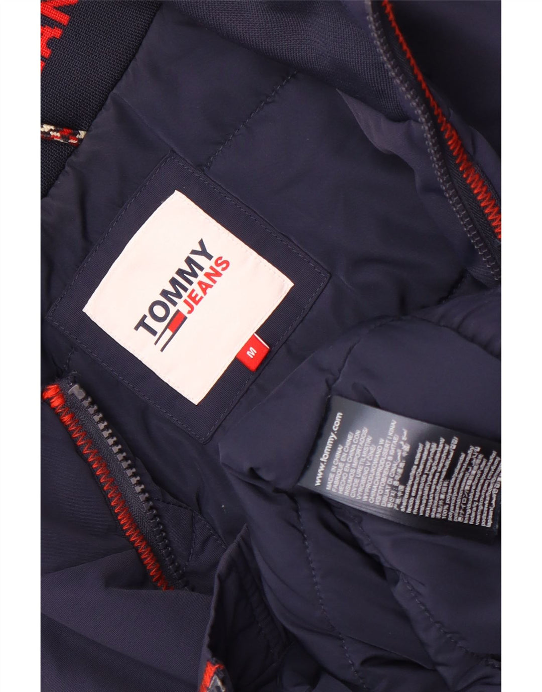 Tommy Hilfiger Mens Padded Bomber Jacket UK 38 Medium Navy Blue Polyamide