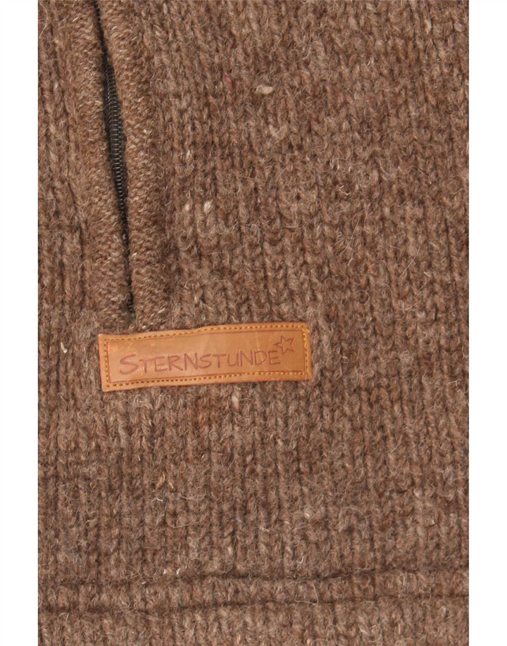 Sternstunde Womens Knit Windbreaker Jacket UK 14 Medium Brown Geometric