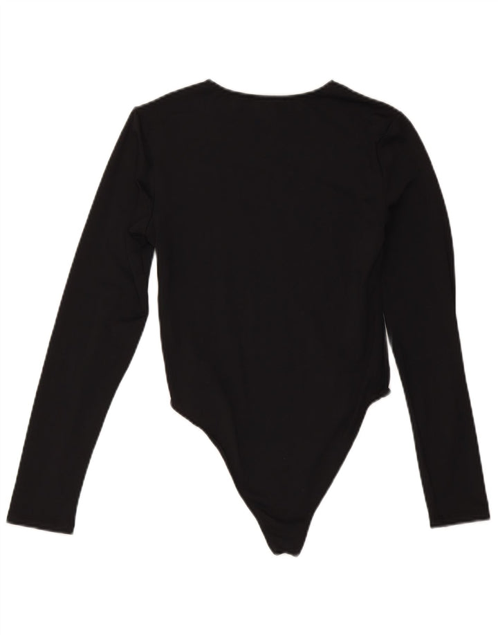 Zara Womens Long Sleeve Bodysuit UK 12 Medium Black Polyamide