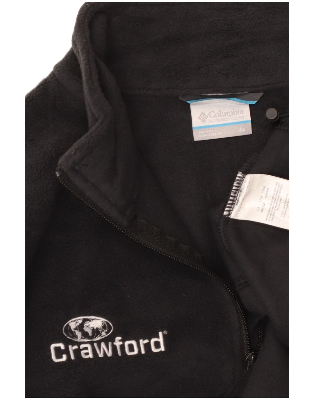 COLUMBIA Mens Crawford Zip Neck Fleece Jumper Medium Black Polyester