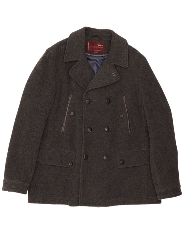 Marlboro Classics Mens Pea Coat EU 56 3XL Grey Wool