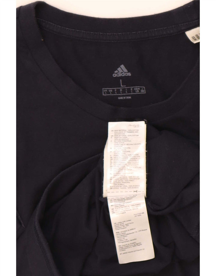 Adidas Mens T-Shirt Top Large Navy Blue Cotton