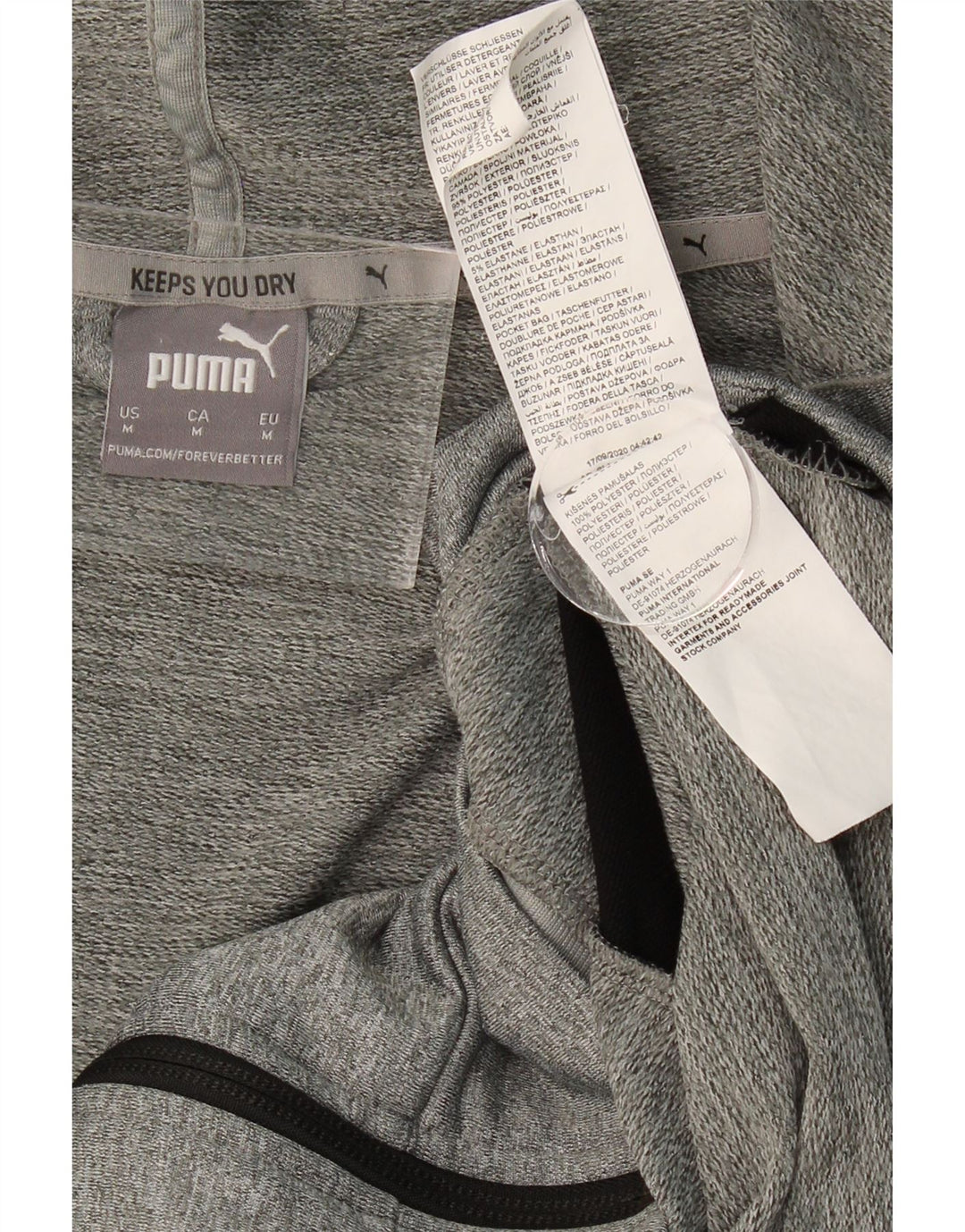 PUMA Mens Zip Hoodie Sweater Medium Grey Colourblock Polyester