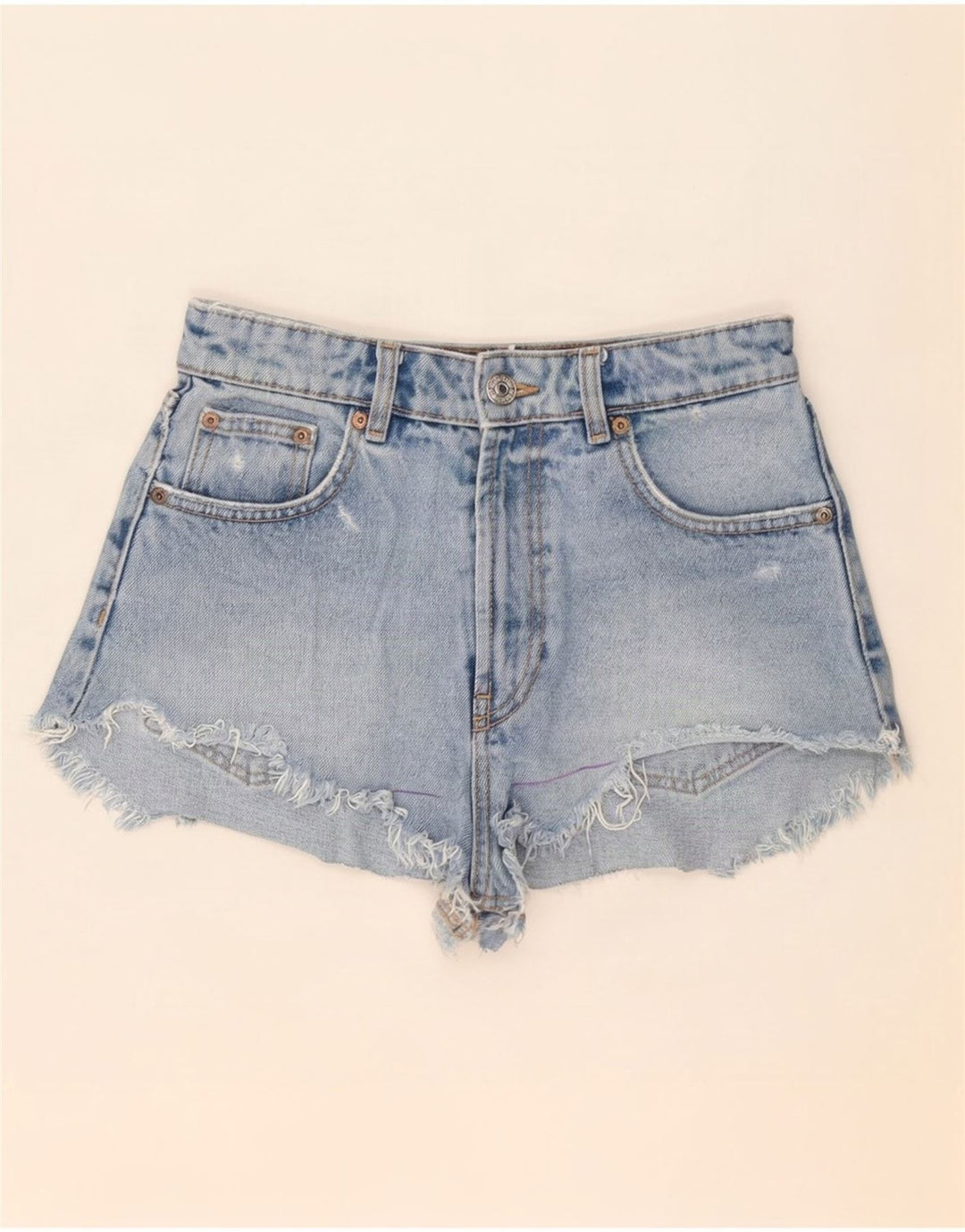 Vintage Womens Distressed Denim Shorts Small W26 Blue