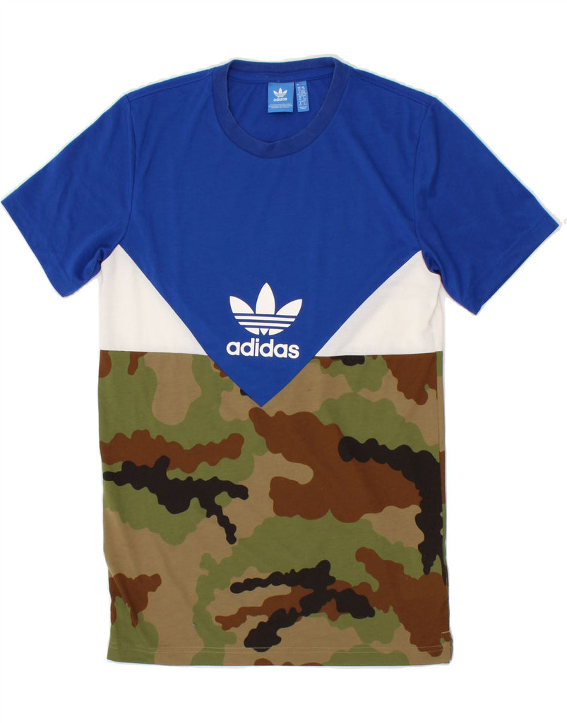 ADIDAS Mens Graphic T-Shirt Top XS Blue Camouflage Polyester | Vintage Adidas | Thrift | Second-Hand Adidas | Used Clothing | Messina Hembry 