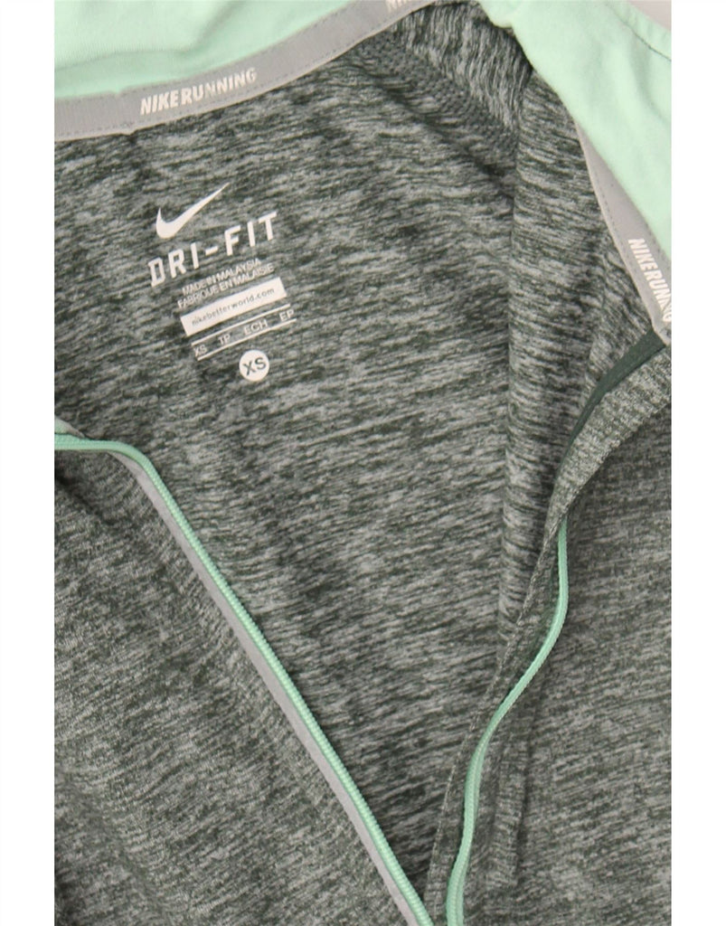 NIKE Womens Dri Fit Zip Neck Pullover Tracksuit Top UK 6 XS Green Flecked Vintage Nike and Second-Hand Nike from Messina Hembry 