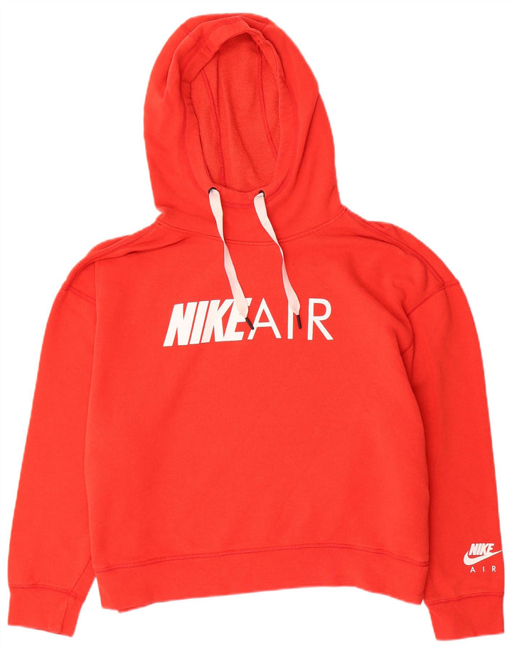 NIKE Womens Oversized Graphic Hoodie Jumper UK 14 Medium Red Cotton