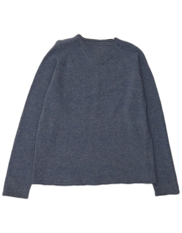 Crew Clothing Mens V-Neck Jumper Sweater Large Blue Flecked Lambswool