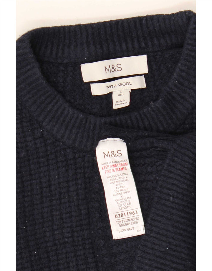Marks & Spencer Womens Crew Neck Jumper Sweater UK 16 Large Navy Blue