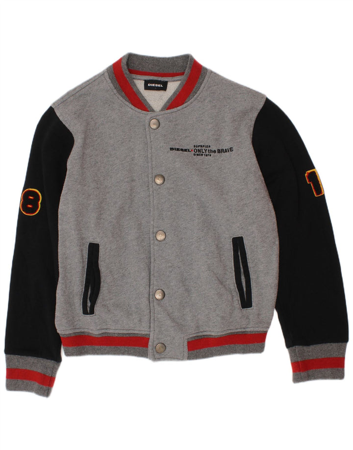 Diesel Boys Graphic Varsity Jacket 7-8 Years Grey Colourblock