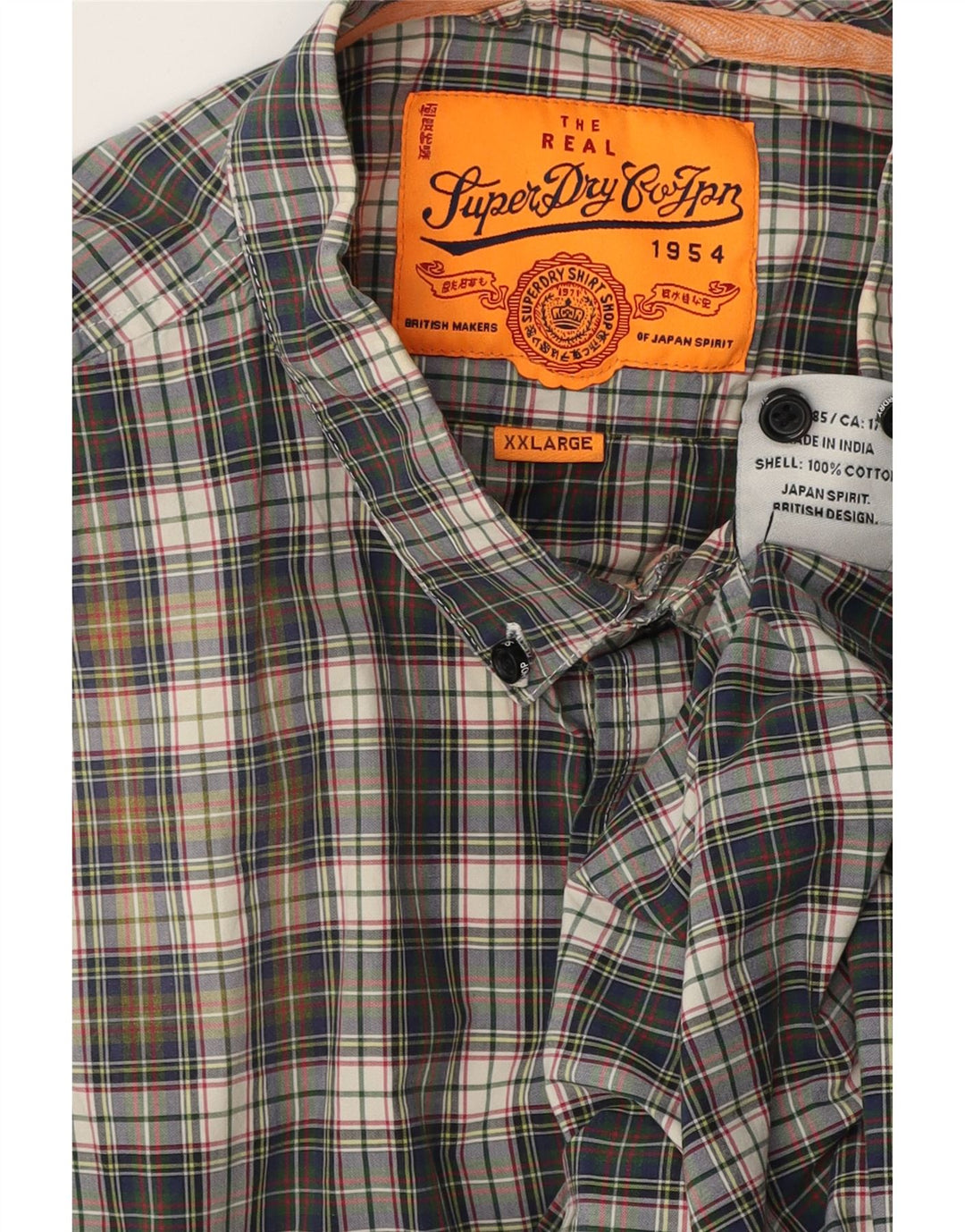 Superdry Mens Shirt 2XL Navy Blue Check Cotton