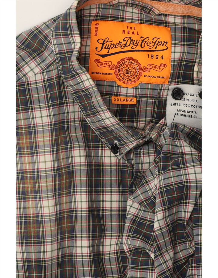 Superdry Mens Shirt 2XL Navy Blue Check Cotton