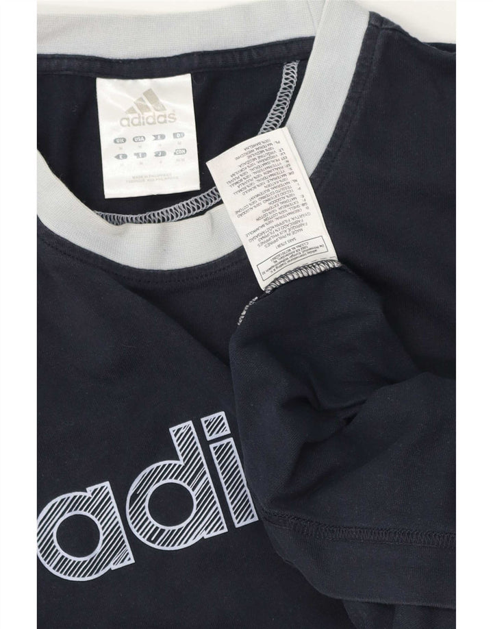 Adidas Mens Graphic T-Shirt Top Medium Navy Blue Cotton