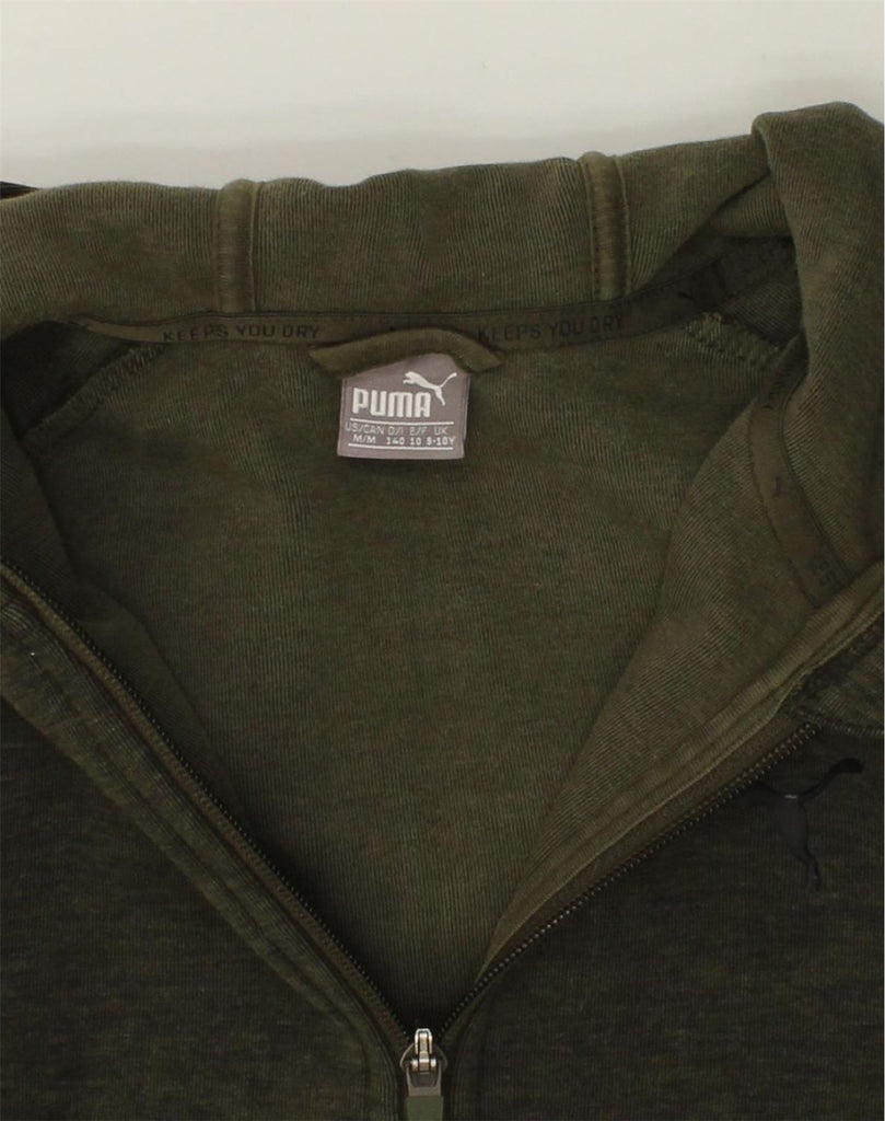 PUMA Boys Zip Hoodie Sweater 9-10 Years Khaki Cotton | Vintage Puma | Thrift | Second-Hand Puma | Used Clothing | Messina Hembry 