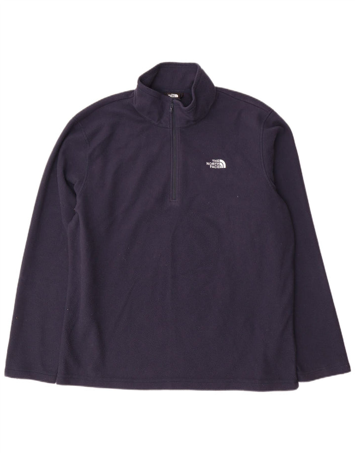 The North Face Mens Zip Neck Fleece Jumper XL Navy Blue Polyester