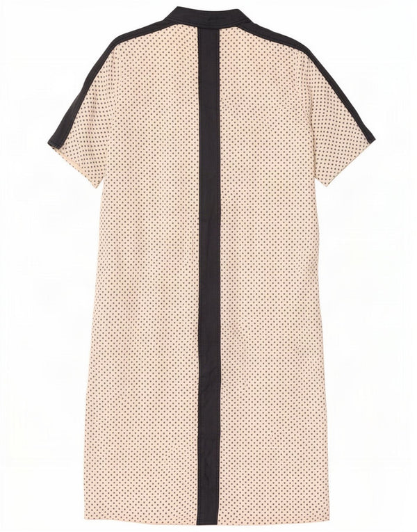 Valentino Womens Short Sleeves Shirt Dress IT 46 Large White Spotted Cotton