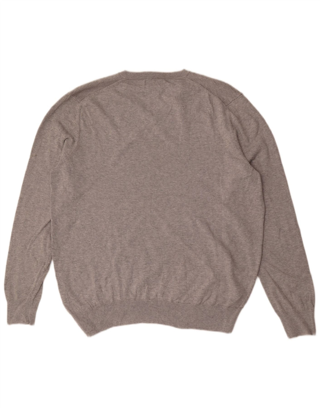 Marks & Spencer Mens V-Neck Jumper Sweater XL Grey Cotton