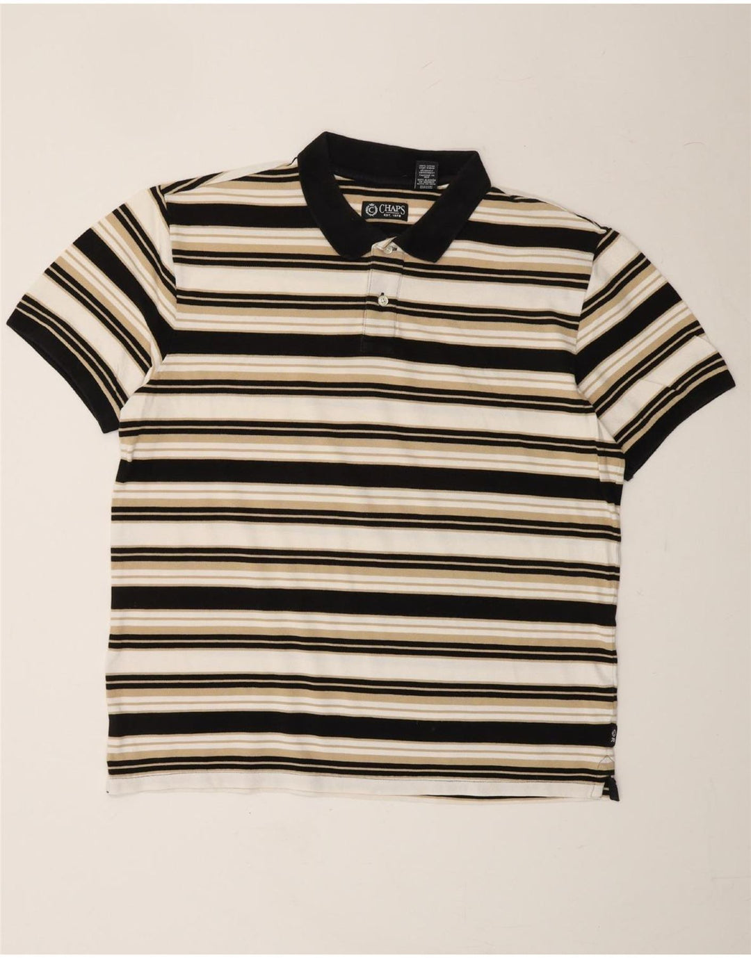 CHAPS Mens Polo Shirt Large Multicoloured Striped Cotton