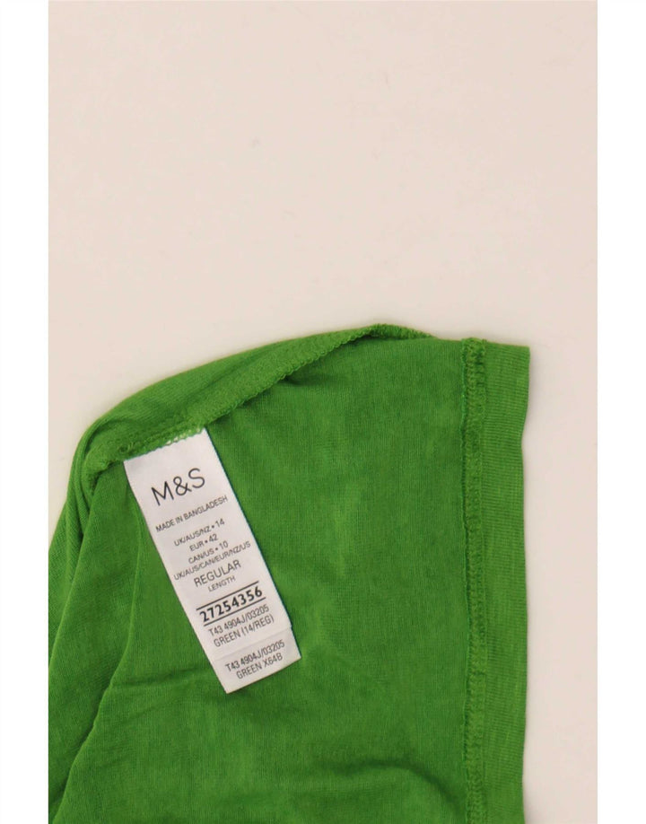 Marks & Spencer Womens Top Long Sleeve UK 14 Large Green Flecked Modal