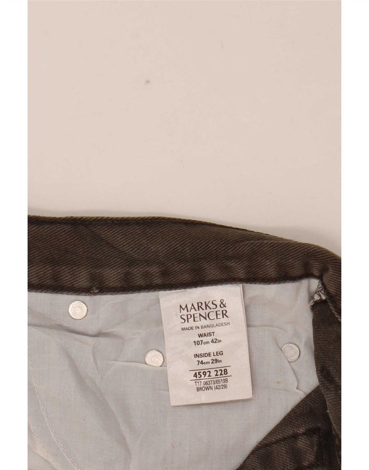 Marks & Spencer Mens Blue Harbour Straight Jeans W42 L29 Brown Cotton