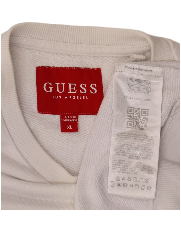 Guess Mens Graphic Sweatshirt Jumper XL Off White Cotton
