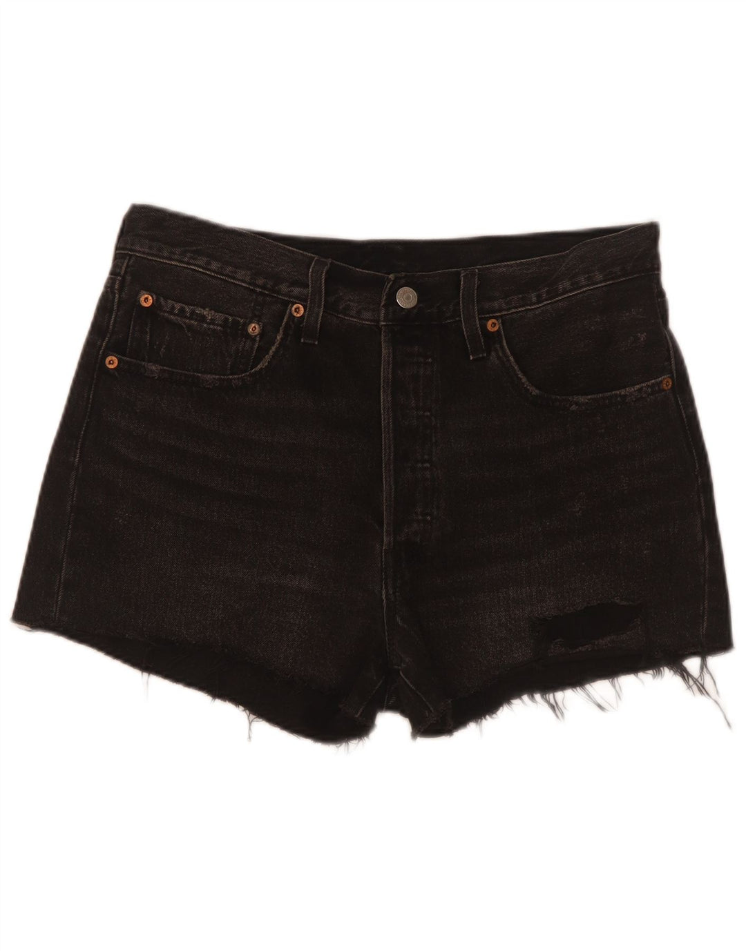 Levi's Womens 501 Distressed Denim Shorts W30 Medium Black Cotton