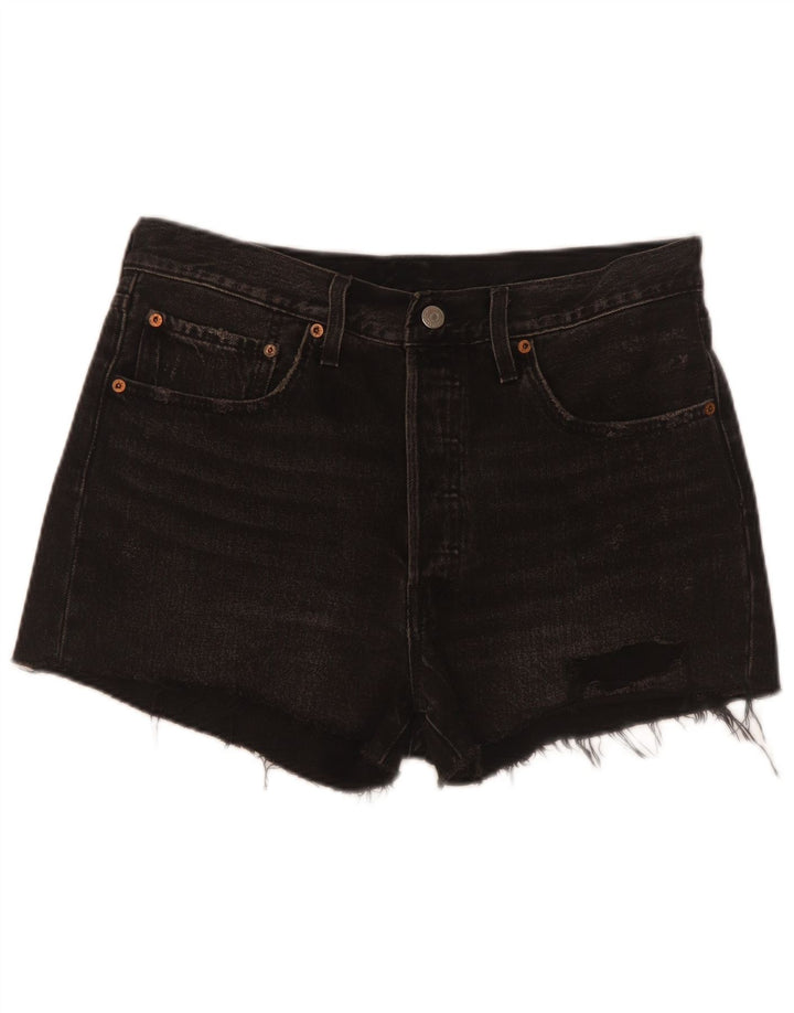 Levi's Womens 501 Distressed Denim Shorts W30 Medium Black Cotton