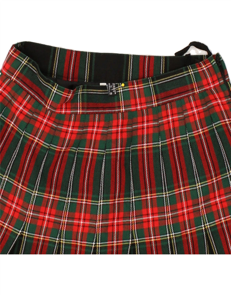 VINTAGE Womens Knife Pleated Skirt UK 8 Small W24  Red Plaid Viscose | Vintage Vintage | Thrift | Second-Hand Vintage | Used Clothing | Messina Hembry 